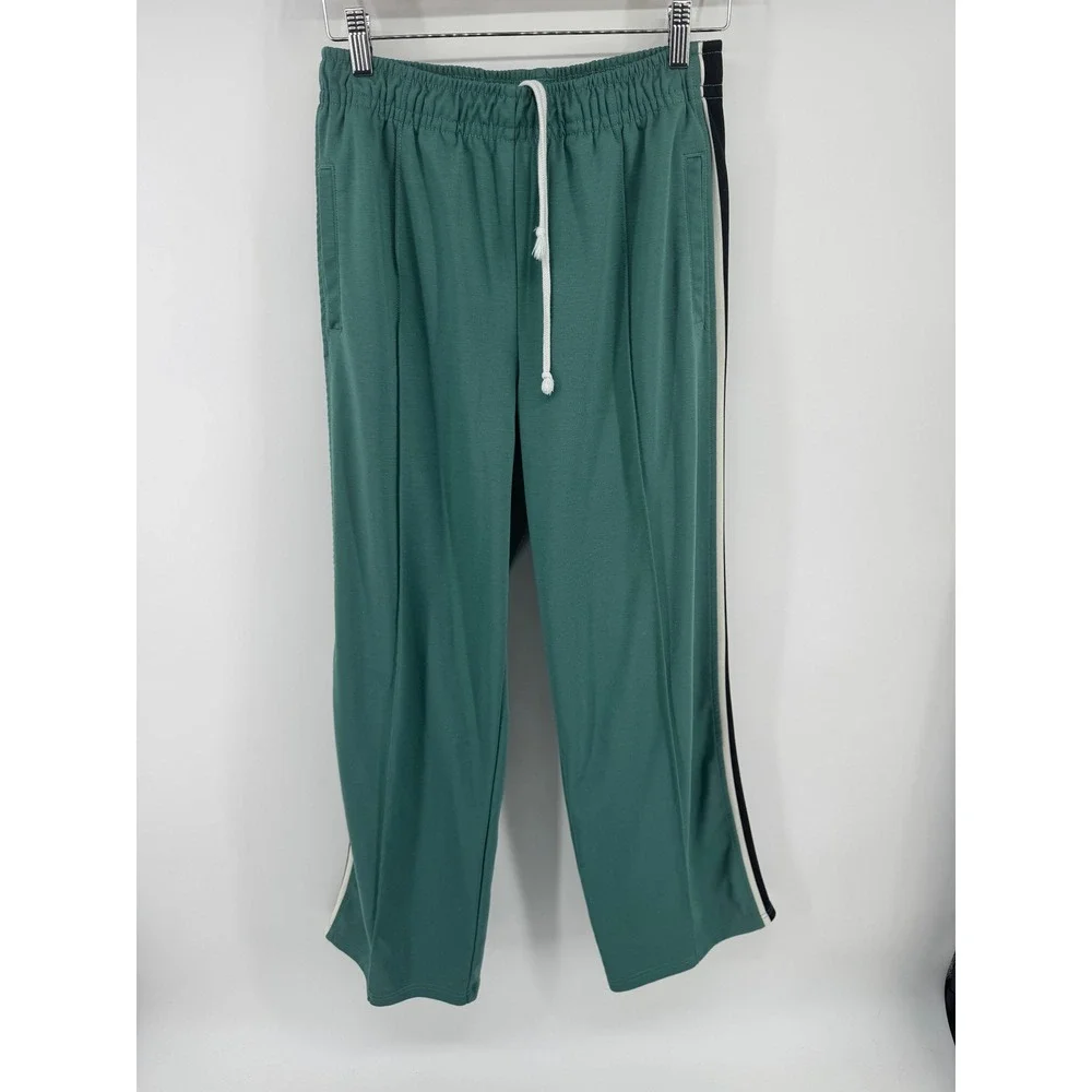 American Eagle Green Side Stripe Track Pants Mens Medium Pintuck Joggers
